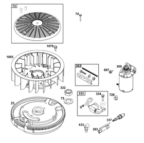 Flywheel, Ignition, And Starter Group Diagram and Parts List for 40N777-0009-B5 400000 - 699999 Briggs and Stratton Engine